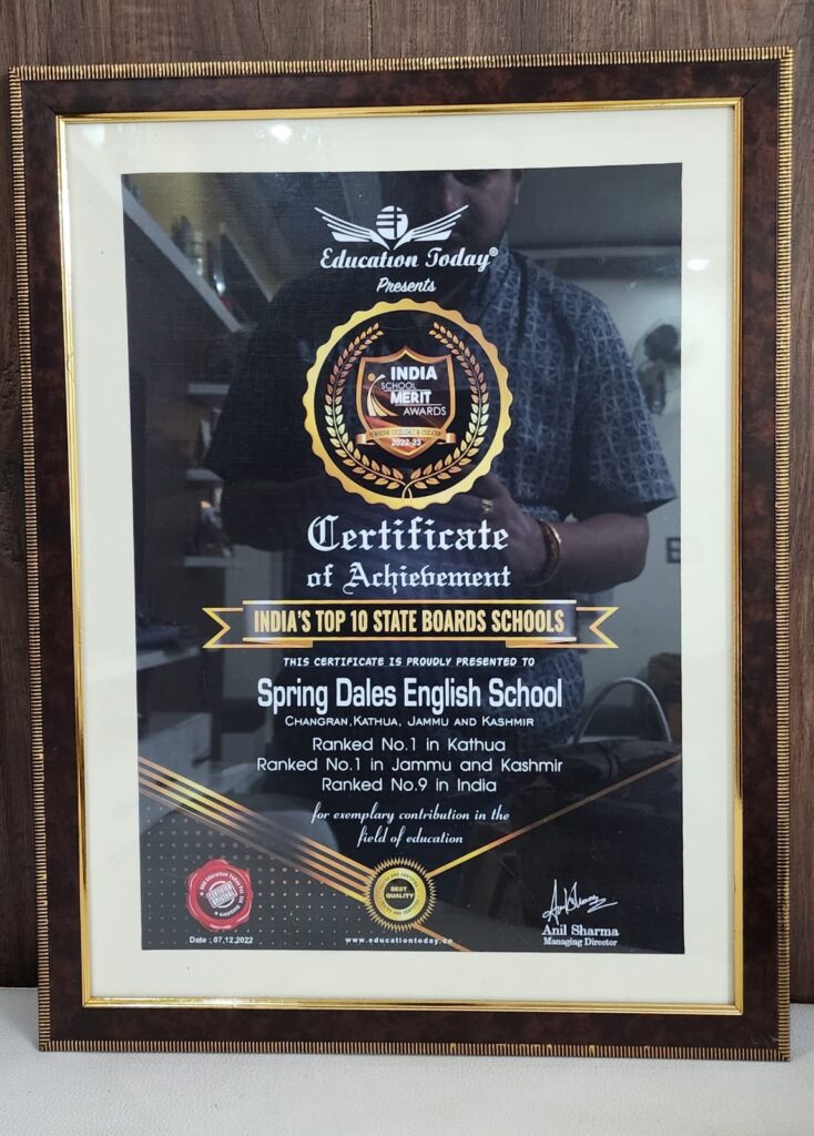 award-pic-734x1024 Spring Dales Kathua ranks 9th in India