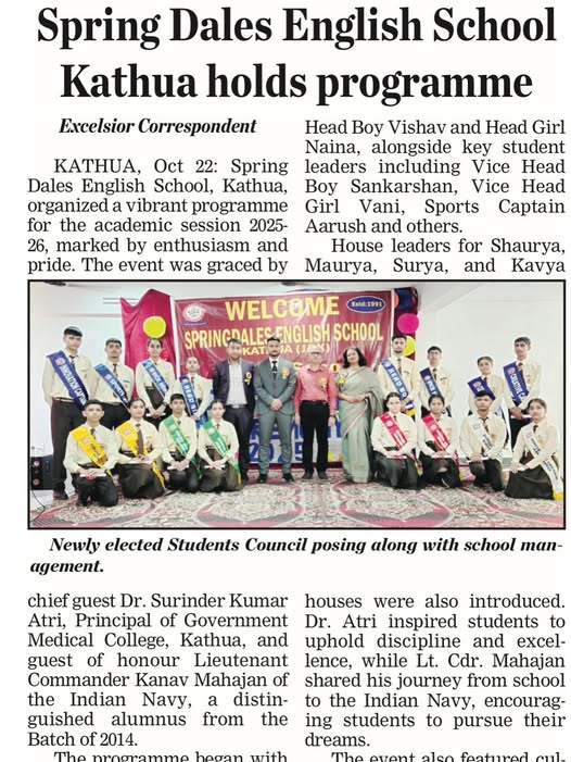 INVESTIT.-CEREMONY Spring Dales English School Holds Grand Investiture Ceremony for Session 2025–26